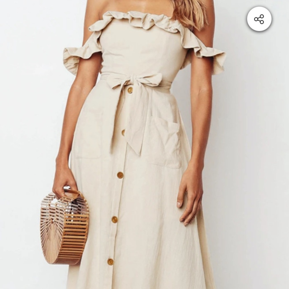 Cupshe Off the Shoulder Smocked Dress. Small.